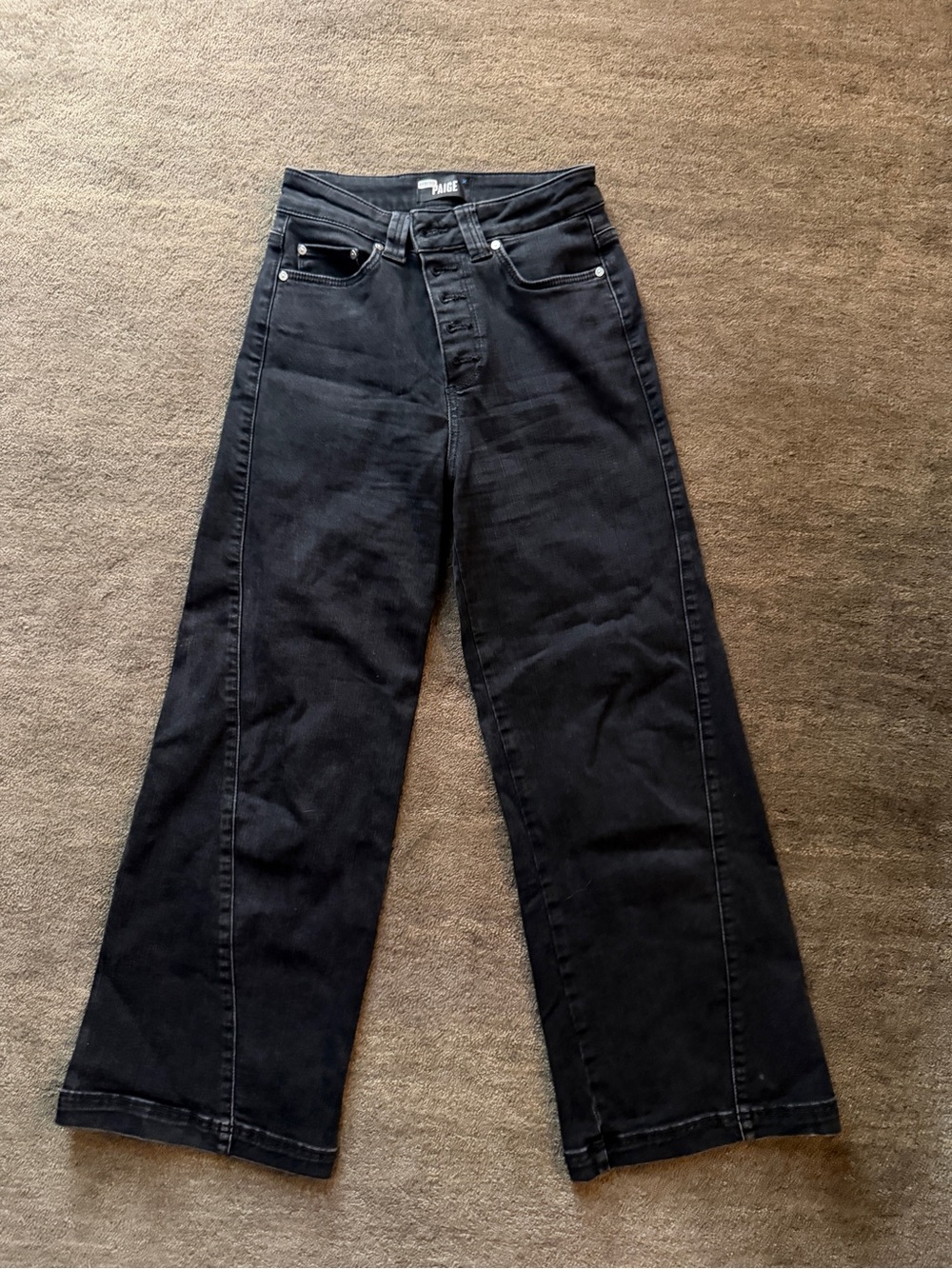PAIGE Black High-Waist Wide Leg Jeans